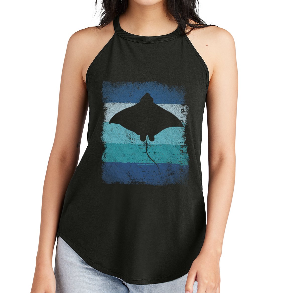 Ocean Animal Scuba Diving Stingray Retro Manta Ray Women's Perfect Tri Rocker Tank