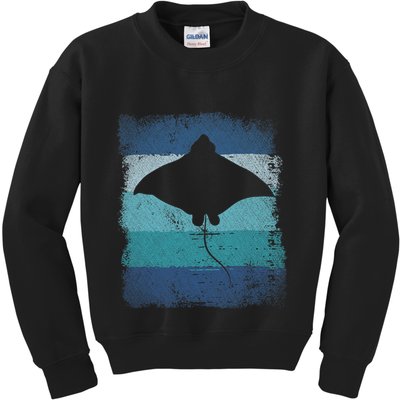 Ocean Animal Scuba Diving Stingray Retro Manta Ray Kids Sweatshirt