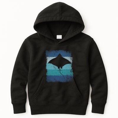 Ocean Animal Scuba Diving Stingray Retro Manta Ray Kids Hoodie