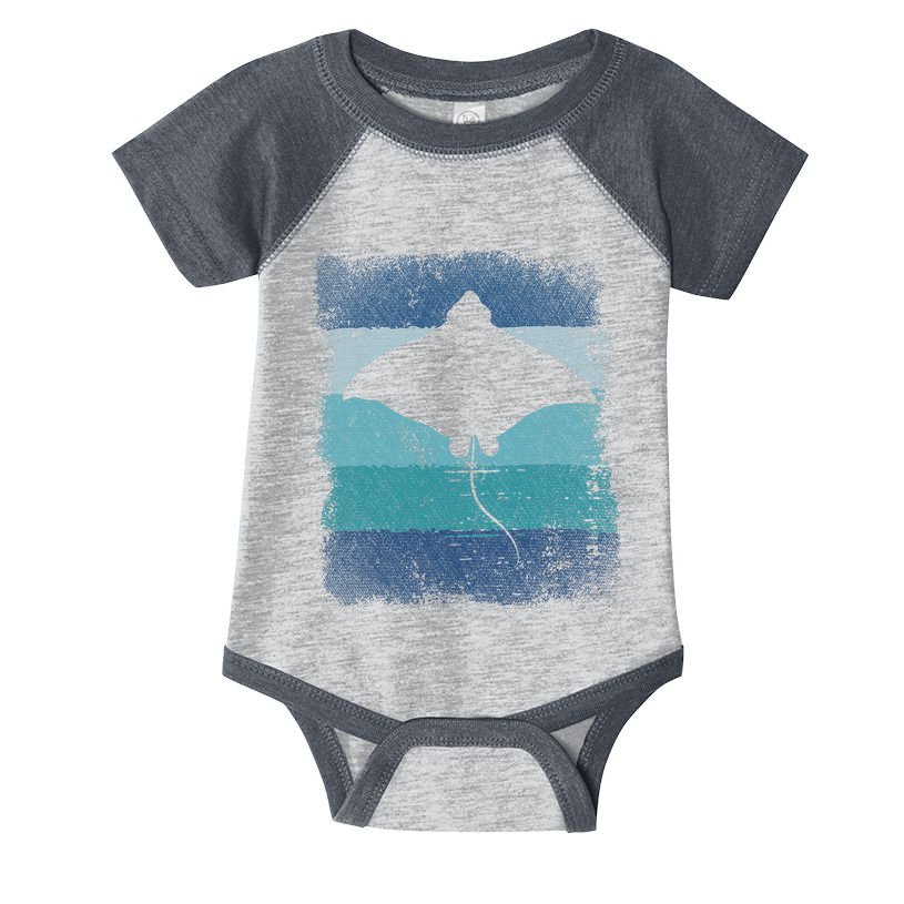 Ocean Animal Scuba Diving Stingray Retro Manta Ray Infant Baby Jersey Bodysuit