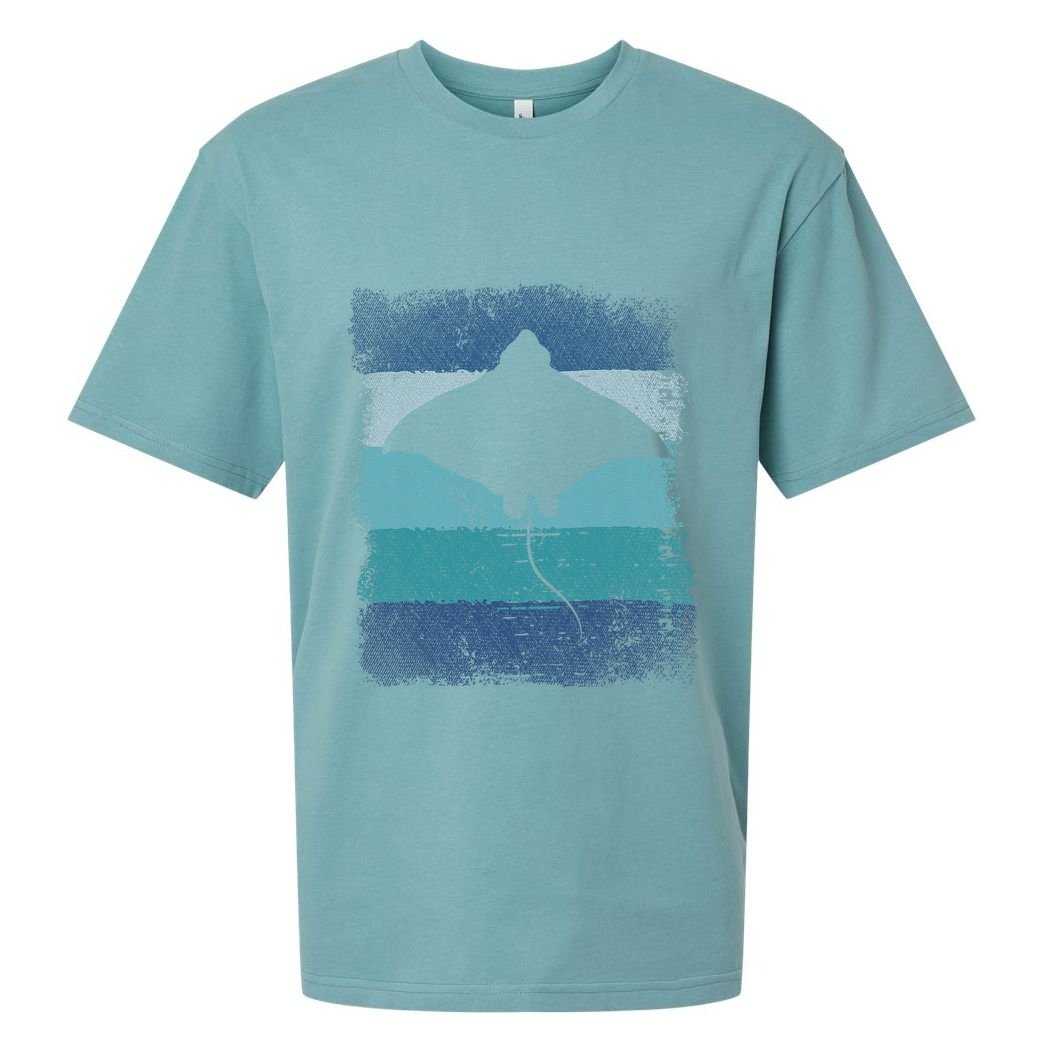 Ocean Animal Scuba Diving Stingray Retro Manta Ray Sueded Cloud Jersey T-Shirt