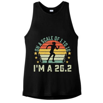 On A Scale Of 1 To 10 Im A 26.2 Marathons Finisher Running Ladies PosiCharge Tri-Blend Wicking Tank