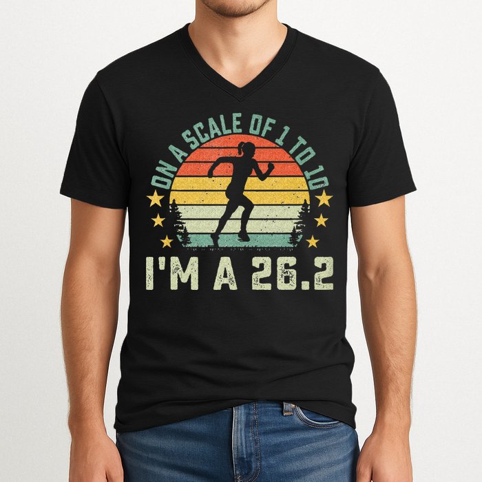 On A Scale Of 1 To 10 Im A 26.2 Marathons Finisher Running V-Neck T-Shirt