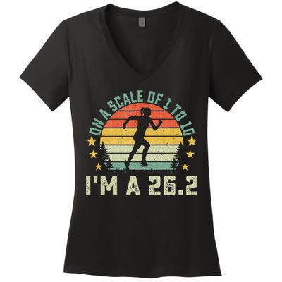 On A Scale Of 1 To 10 Im A 26.2 Marathons Finisher Running Women's V-Neck T-Shirt
