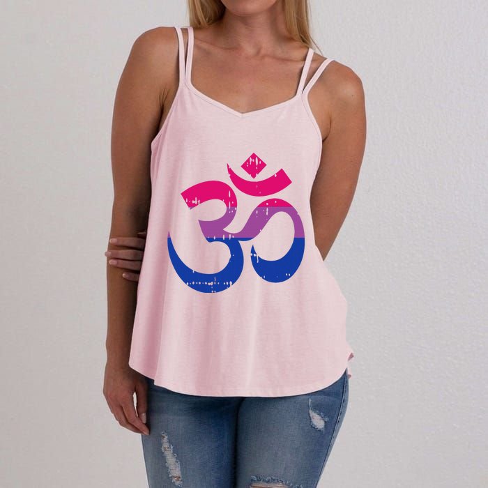 Om Aum Symbol Bisexual Pride Yoga Yogi Bi Flag Women's Strappy Tank