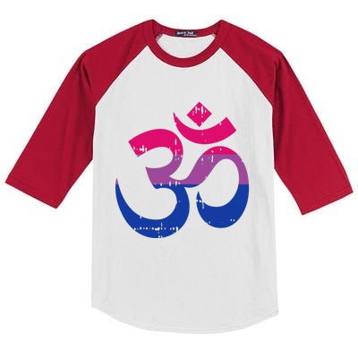 Om Aum Symbol Bisexual Pride Yoga Yogi Bi Flag Kids Colorblock Raglan Jersey