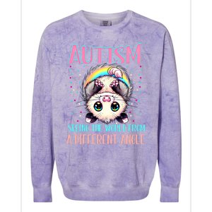 Opossum Autism Seeing World Different Angle Awareness Gift Colorblast Crewneck Sweatshirt