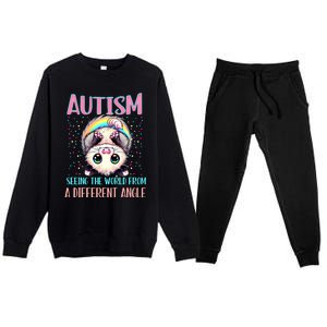 Opossum Autism Seeing World Different Angle Awareness Gift Premium Crewneck Sweatsuit Set