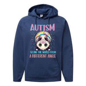 Opossum Autism Seeing World Different Angle Awareness Gift Performance Fleece Hoodie