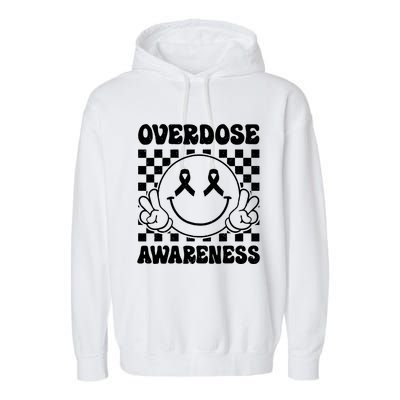 Overdose Awareness Support Smile Face Purple End Addiction Garment-Dyed Fleece Hoodie