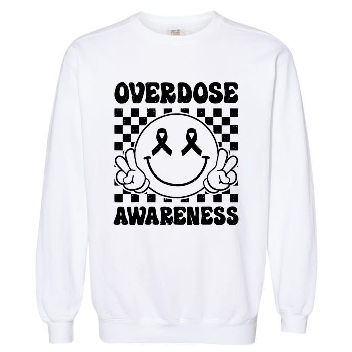 Overdose Awareness Support Smile Face Purple End Addiction Garment-Dyed Sweatshirt