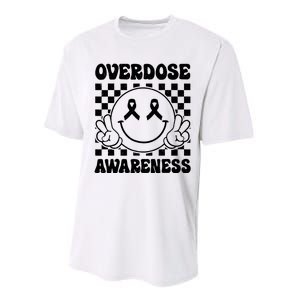 Overdose Awareness Support Smile Face Purple End Addiction Performance Sprint T-Shirt