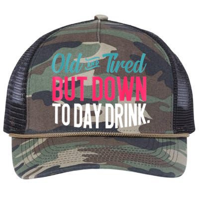 Old And Tired But Down Today Drink Retro Rope Trucker Hat Cap