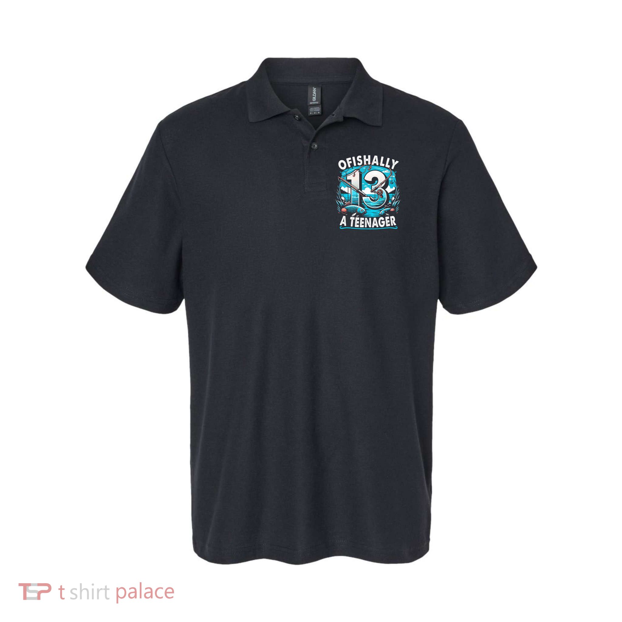 Ofishally A Teenager 13th Birthday 13 Year Boy Fishing Lover Polo