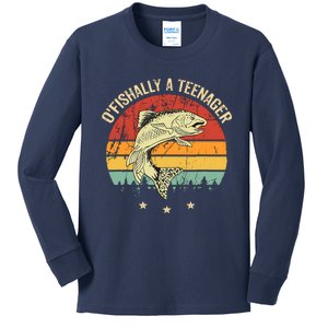 OFishally A Teenager 13th Birthday Fishing Fisherman Kids Long Sleeve Shirt