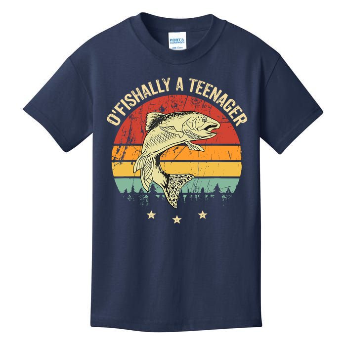 OFishally A Teenager 13th Birthday Fishing Fisherman Kids T-Shirt