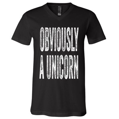 Obviously A Unicorn Funny Unicorn Squad Security Funny V-Neck T-Shirt