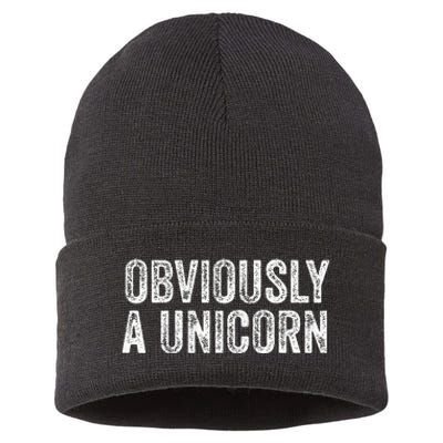 Obviously A Unicorn Funny Unicorn Squad  Sustainable Knit Beanie