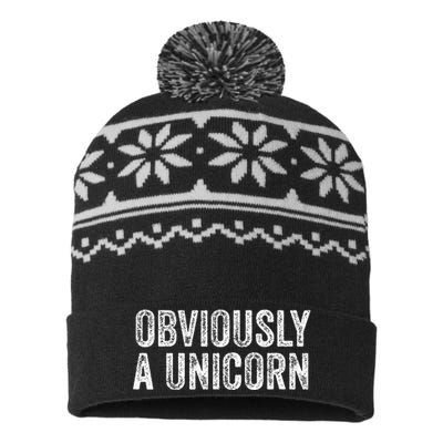 Obviously A Unicorn Funny Unicorn Squad  USA-Made Snowflake Beanie