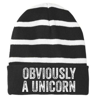 Obviously A Unicorn Funny Unicorn Squad  Striped Beanie with Solid Band