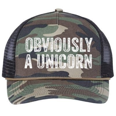 Obviously A Unicorn Funny Unicorn Squad  Retro Rope Trucker Hat Cap