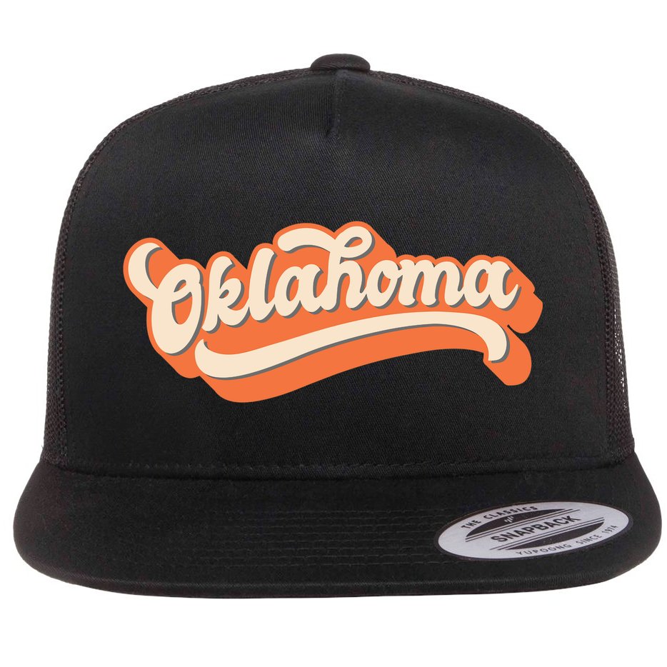 Oklahoma America USA State Retro Flat Bill Trucker Hat