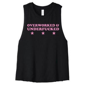 Overworked And Underfucked Witty Worker Hard Life Women's Racerback Cropped Tank