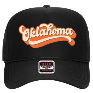 Oklahoma America Usa State Retro High Crown Mesh Back Trucker Hat