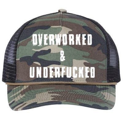 Overworked And Underfucked Funny Offensive Retro Rope Trucker Hat Cap