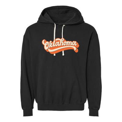 Oklahoma America Usa State Retro Garment-Dyed Fleece Hoodie