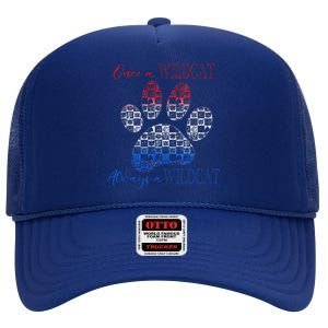 One A Wildcats Always In A Paw Print High Crown Mesh Back Trucker Hat