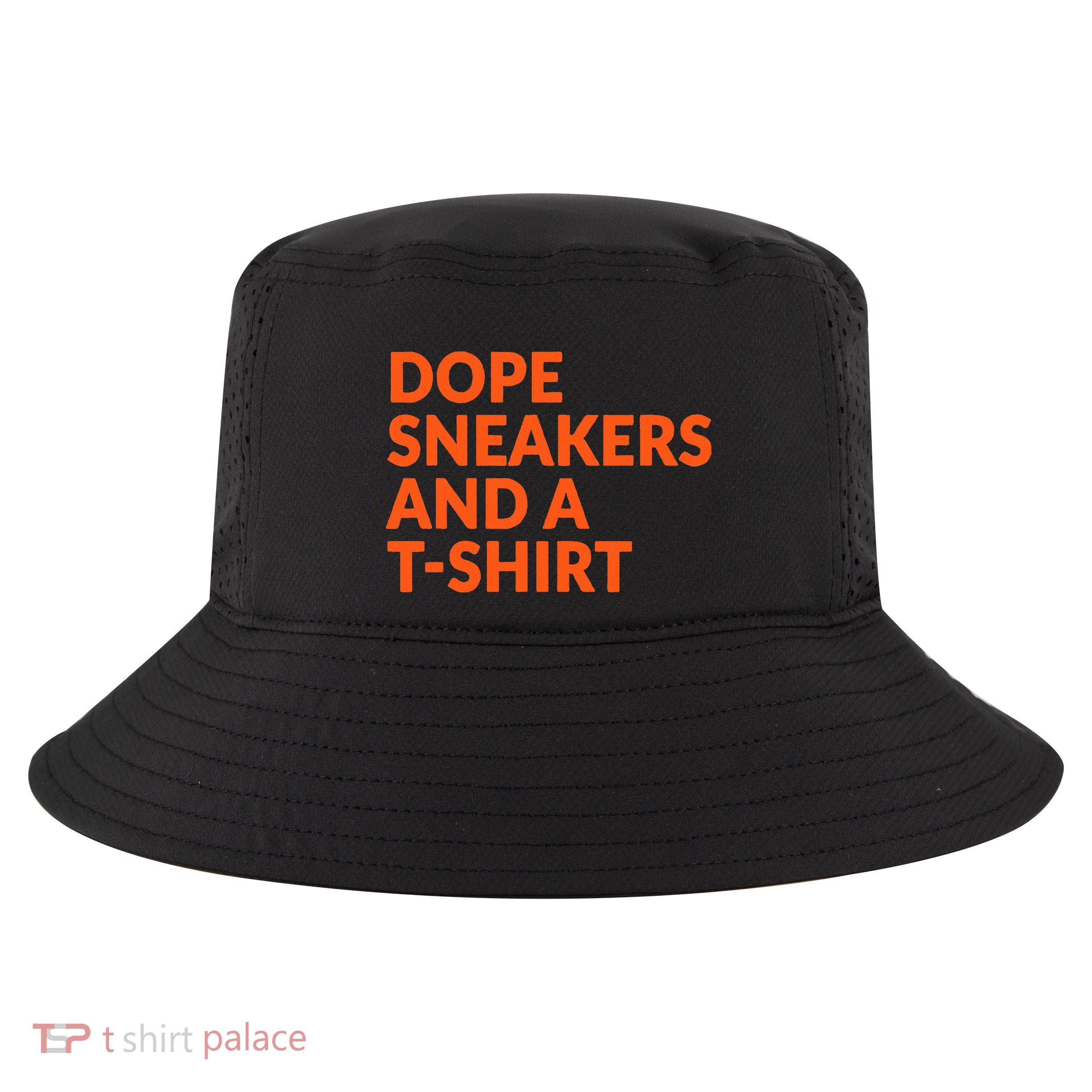 Orange And White Dope Sneakers And A Cool Comfort Performance Bucket Hat