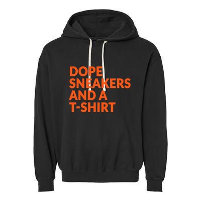 Orange And White Dope Sneakers And A Garment-Dyed Fleece Hoodie
