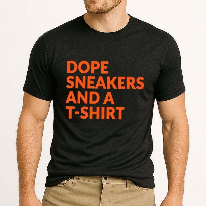 Orange And White Dope Sneakers And A Cooling Performance Crew T-Shirt
