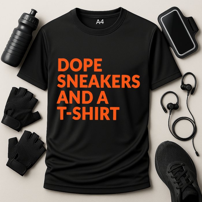 Orange And White Dope Sneakers And A Cooling Performance Crew T-Shirt