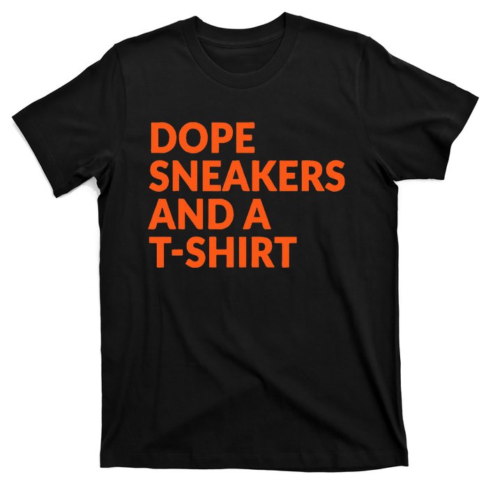 Orange And White Dope Sneakers And A T-Shirt