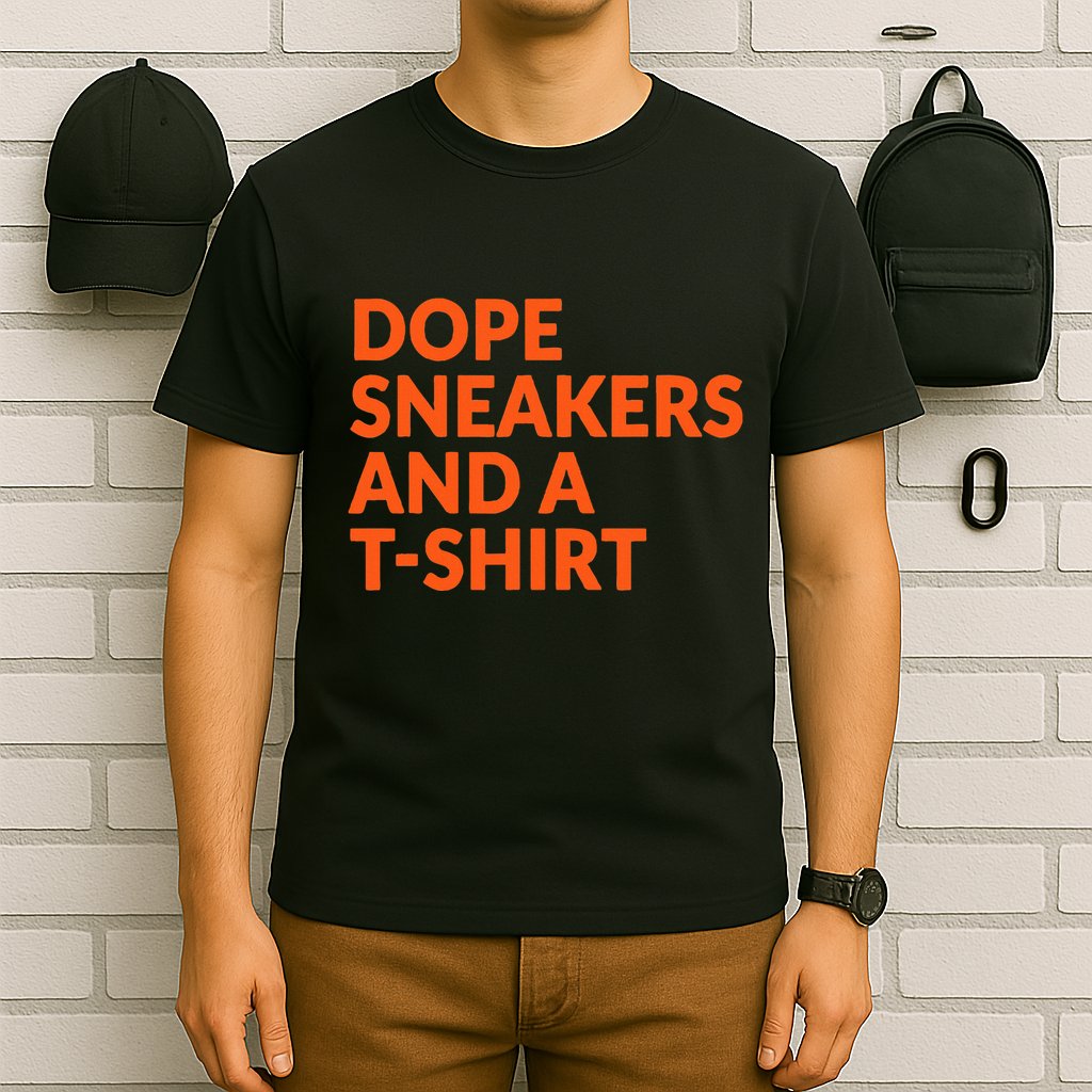 Orange And White Dope Sneakers And A T-Shirt