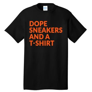 Orange And White Dope Sneakers And A Tall T-Shirt