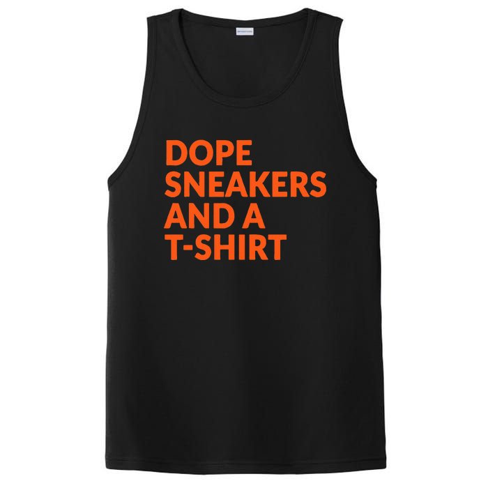 Orange And White Dope Sneakers And A PosiCharge Competitor Tank