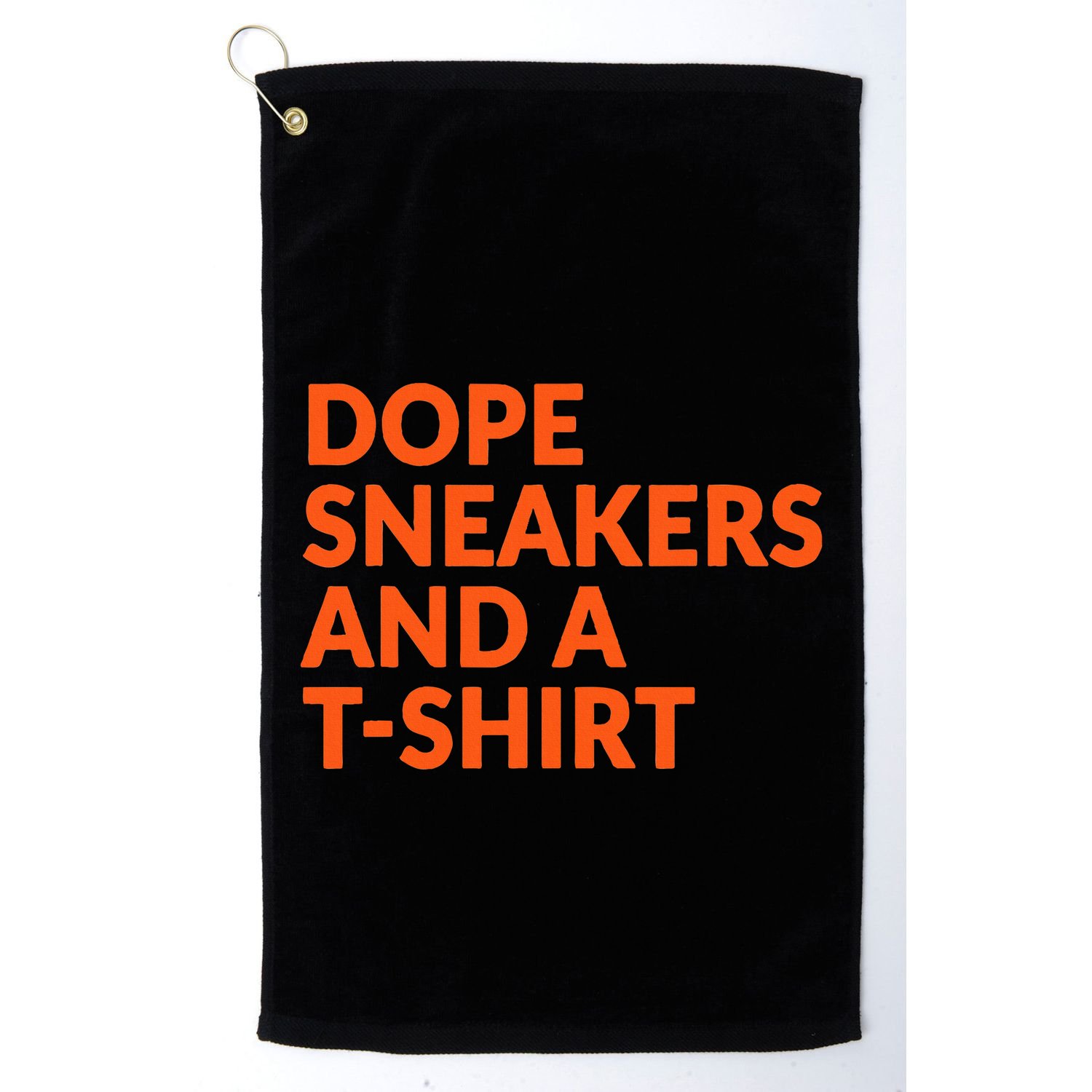 Orange And White Dope Sneakers And A Golf Towel