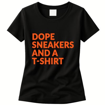 Orange And White Dope Sneakers And A Womens T-Shirt
