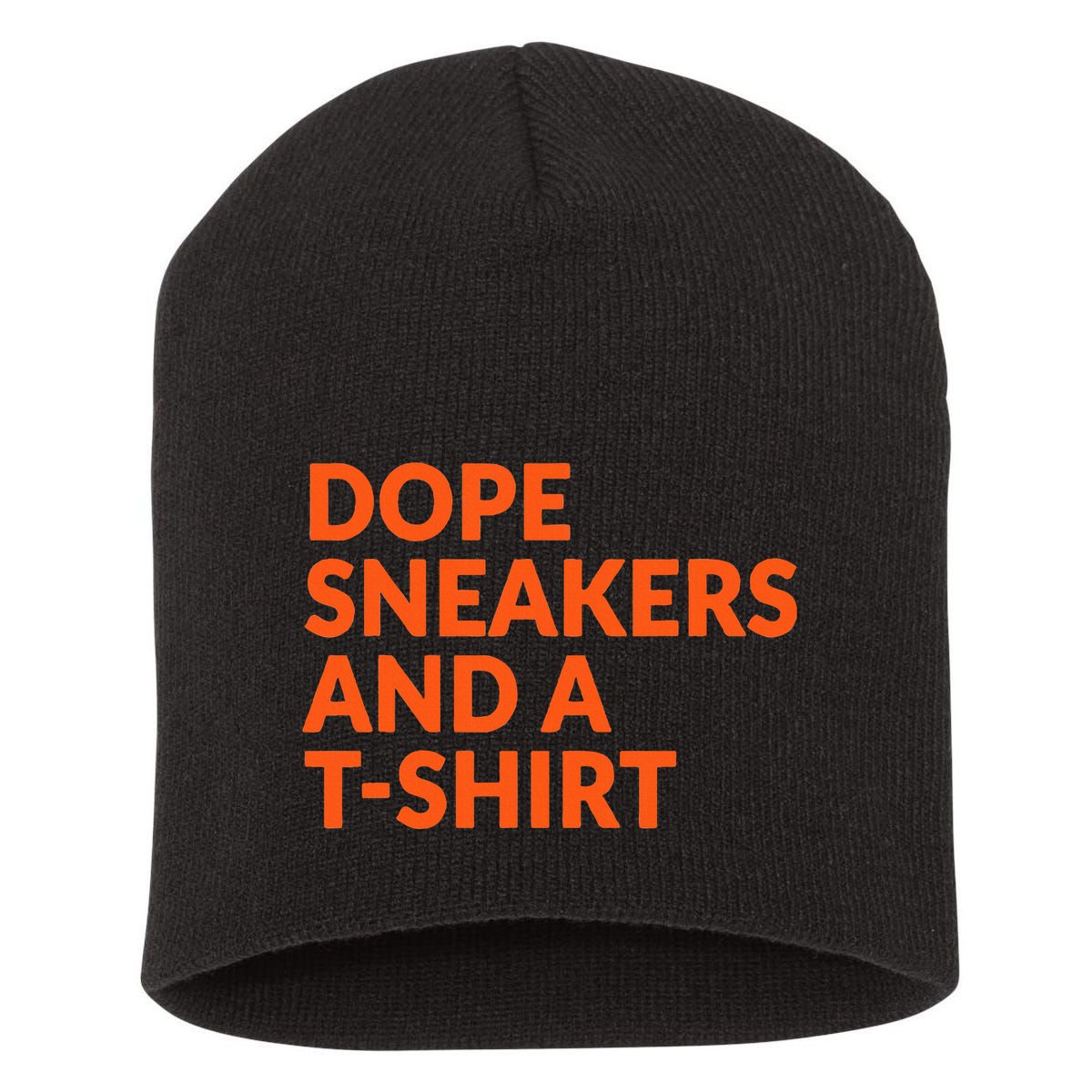 Orange And White Dope Sneakers And A Short Acrylic Beanie