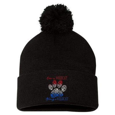 One A Wildcats Always In A Paw Print Pom Pom 12in Knit Beanie