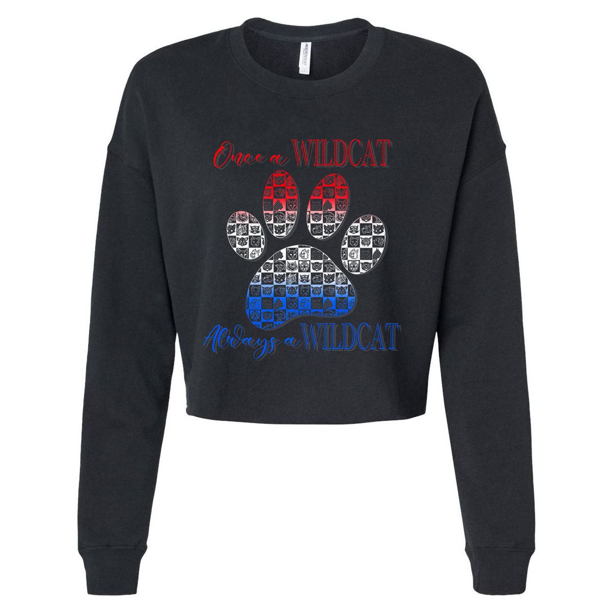 One A Wildcats Always In A Paw Print Cropped Pullover Crew