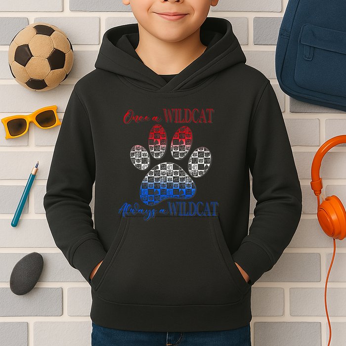 One A Wildcats Always In A Paw Print Kids Hoodie