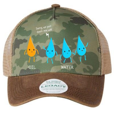 Oil And Water Don't Mix Well Funny Science Legacy Tie Dye Trucker Hat