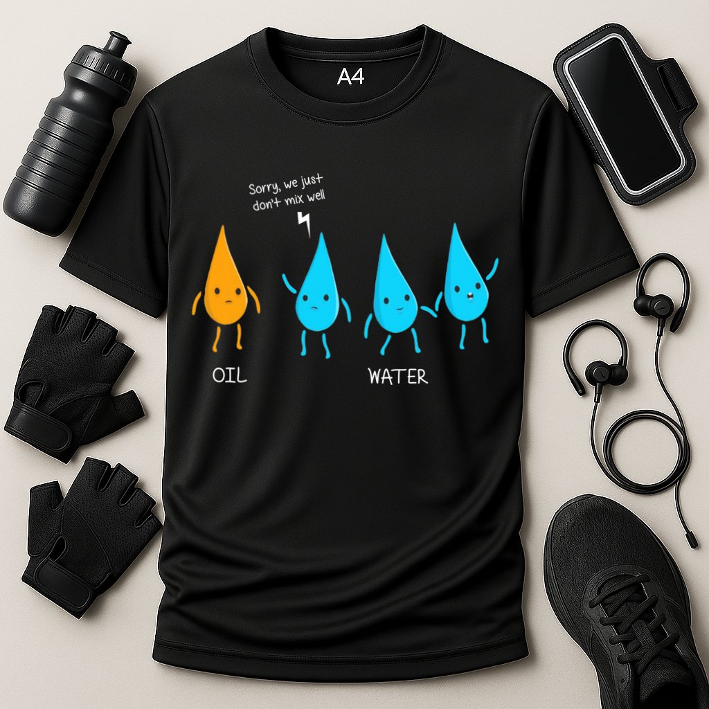 Oil And Water Don't Mix Well Funny Science Performance Shirt