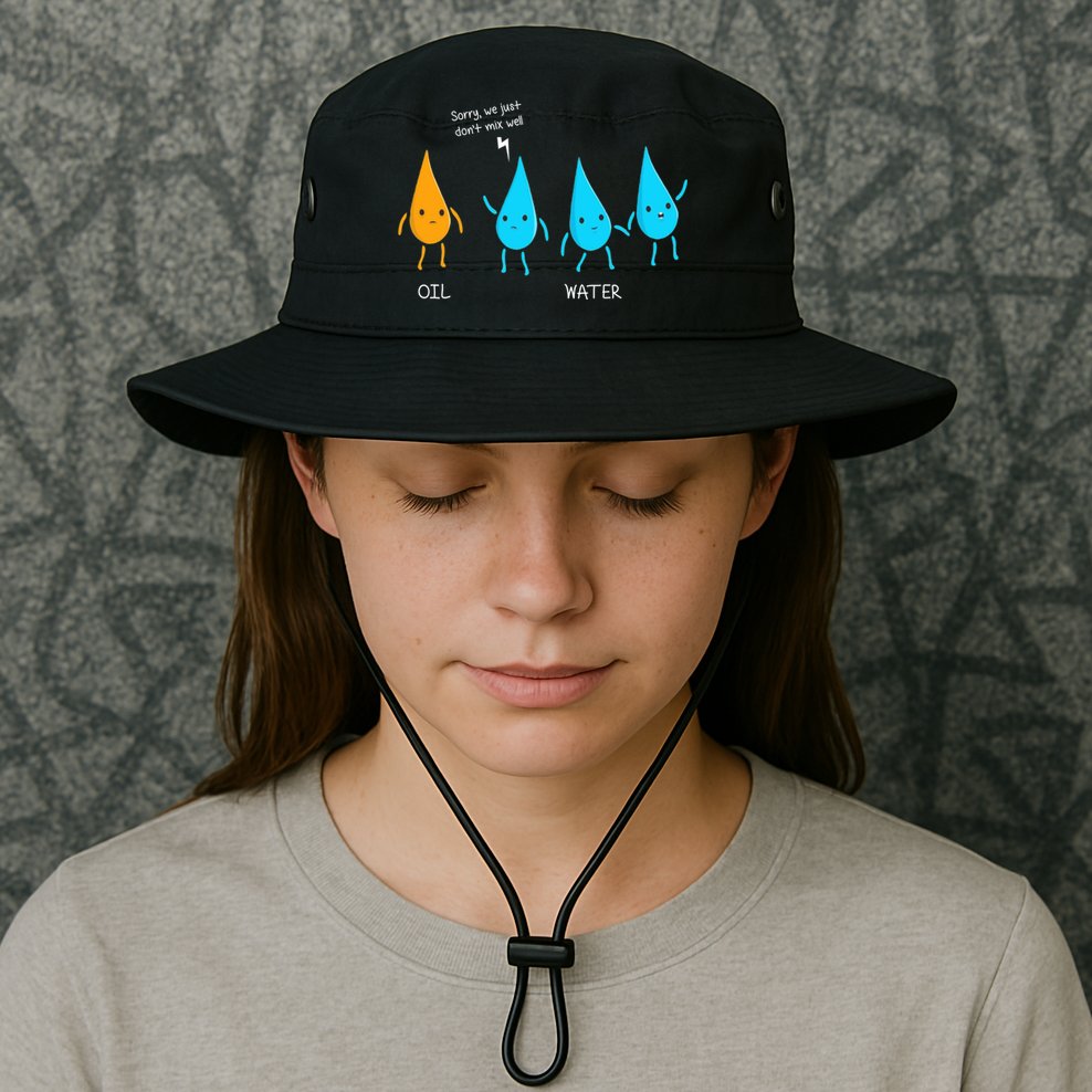 Oil And Water Don't Mix Well Funny Science Bucket Hat