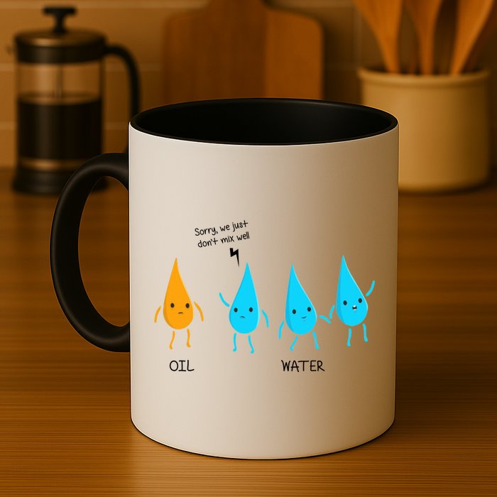 Oil And Water Don't Mix Well Funny Science Mug