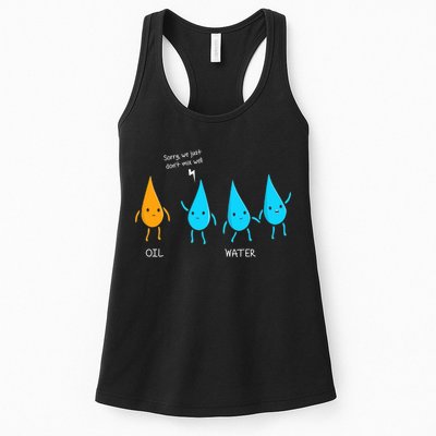 Oil And Water Don't Mix Well Funny Science Womens Tank Top